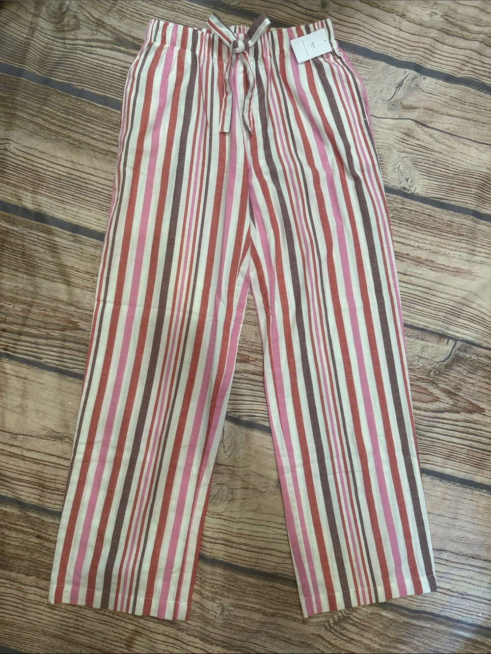 NWT Auden Sleep Pants XS Pink Stripe Pajama Lounge Pants 100% Cotton